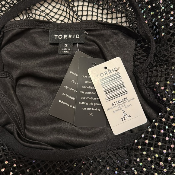 Black Mesh Rhinestone Top - Picture 2 of 5